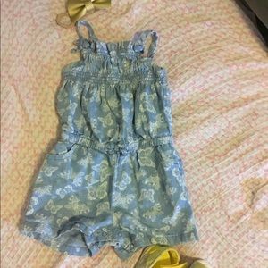 Butterfly denim romper